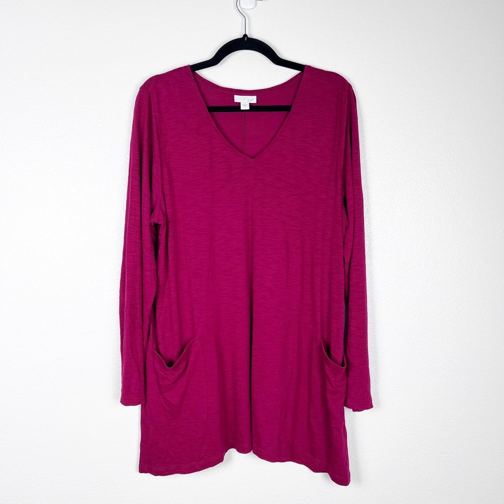 J. Jill Women's Long Sleeve Tunic Top Red Sz L